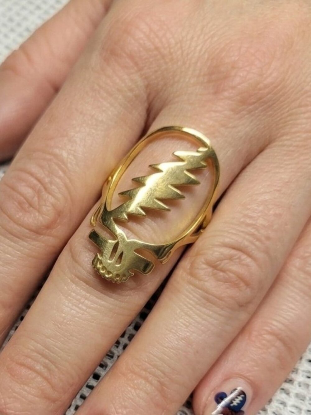 Grateful Dead Gold Plated Ring Steal Your Face Assorted Sizes Brand New